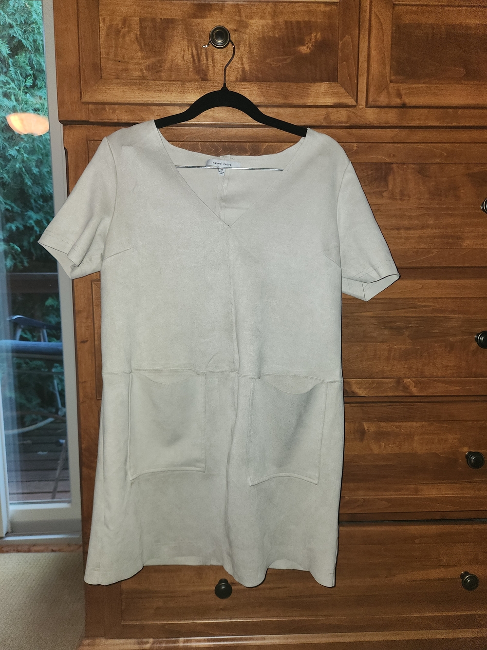 Womens Faux Suede Neutral Mini Dress